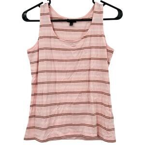 Talbots Size‎ Small Petite Tank Top Pink Red White Striped Sleeveless Blouse